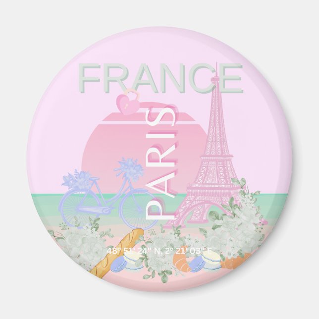 Imã Paris, França, Viagem, Arte, Papoila, Pastel, Rosa (Frente)