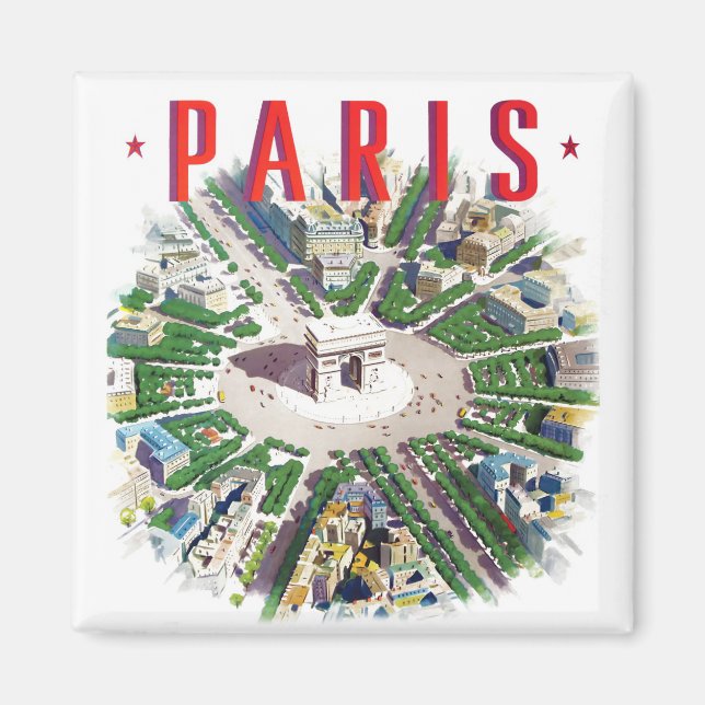 Imã Paris França viagens vintage Magnet (Frente)
