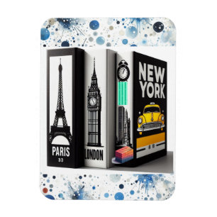 Ímã Paris Londres Nova York Livros