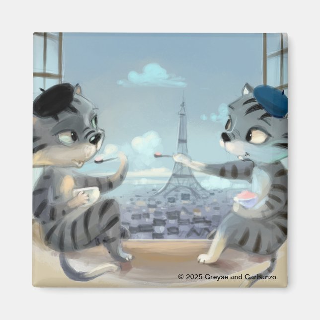 Imã Paris por Magneta Quadrada do Dia 2 polegadas (Frente)