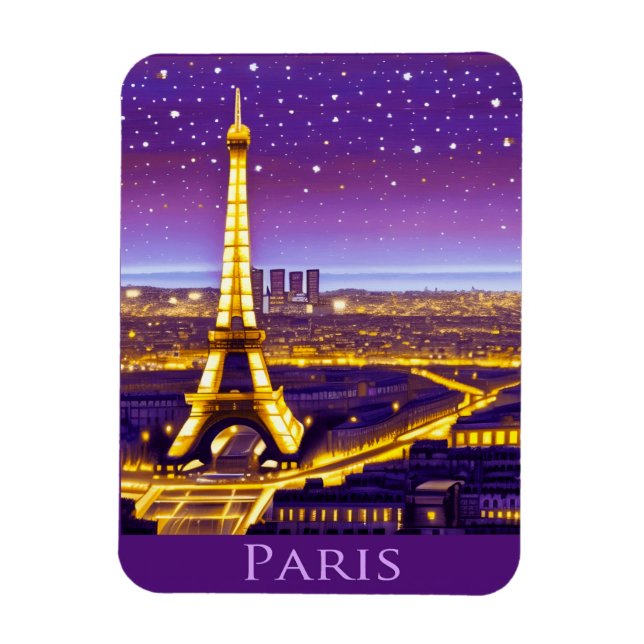 Ímã Paris sob um céu estrelado roxo (Vertical)
