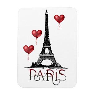 Ímã Paris, Torre Eiffel e Balões do Coração Vermelho