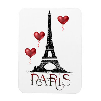 Ímã Paris, Torre Eiffel e Balões do Coração Vermelho