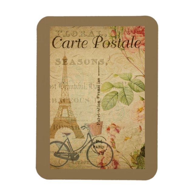 Ímã Parisiense Vintage com Torre Eiffel (Vertical)