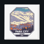 Imã Park City Utah Winter Area Emblem<br><div class="desc">Design de arte Park City Winter mostrando a paisagem de inverno.</div>
