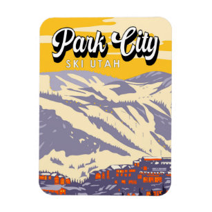 Ímã Park City Utah Winter Area Vintage