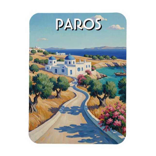 Ímã Paros Greece Islands Travel Watercolor  (Vertical)