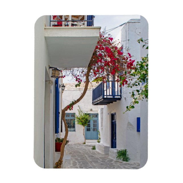 Ímã Paros Parikia Alley de Verão (Vertical)