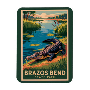 Ímã Parque Estadual Brazos Bend Texas Viagem Arte Vint