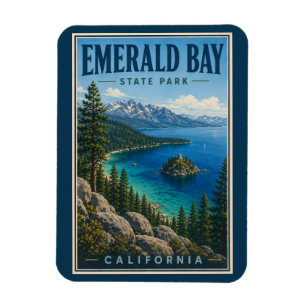 Ímã Parque Estadual da Emerald Bay Ilustração Califórn
