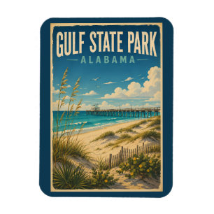 Ímã Parque Estadual do Golfo Alabama Ilustração Arte d