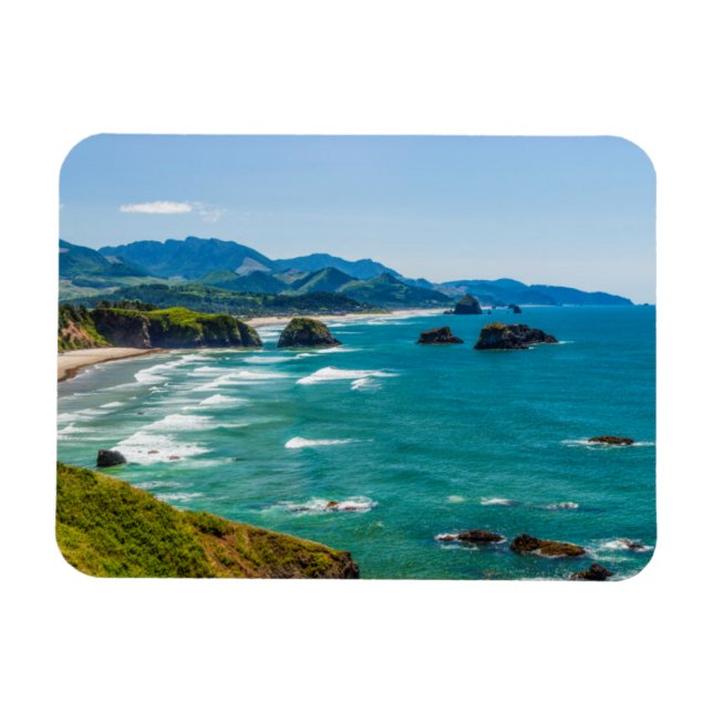 Ímã Parque Estadual Ecola, Oregon. Panorama de Crescen (Horizontal)