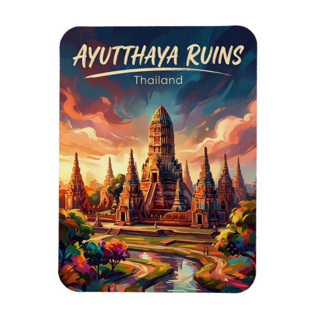Ímã Parque Histórico de Ayutthaya Tailândia (Vertical)