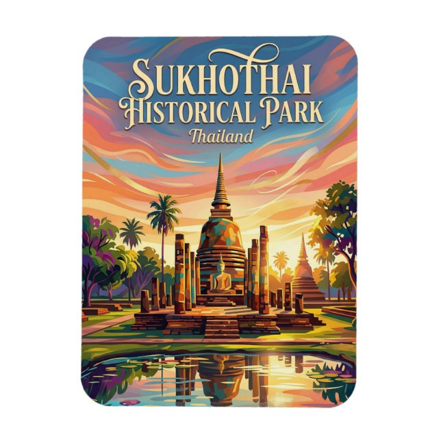 Ímã Parque Histórico de Sukhothai Tailândia (Vertical)