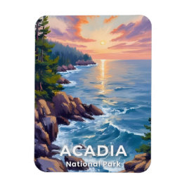 Ímã Parque Nacional Acadia | Pintura de Viagem de Arte