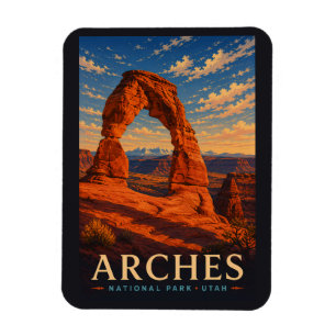 Ímã Parque Nacional Arches Utah Viagem em Xilogravura