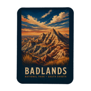 Ímã Parque Nacional Badlands Dakota do Sul Xilogravura
