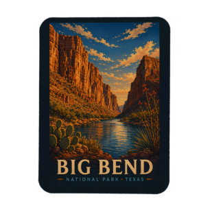 Ímã Parque Nacional Big Bend Texas Modern Xilogravura
