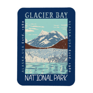 Ímã Parque Nacional da Baía de Glacier Alaska Retro Di