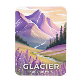 Ímã Parque Nacional da Glaciar | Aquarela de Lavanda d