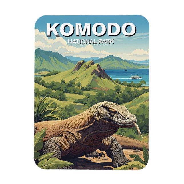 Ímã Parque Nacional da Indonésia Komodo Dragon (Vertical)