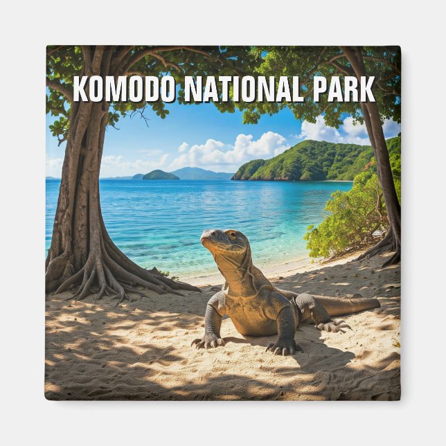 Imã Parque Nacional da Indonésia Komodo Dragon (Frente)