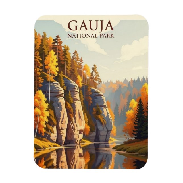 Ímã Parque Nacional da Letônia Gauja Viagem (Vertical)