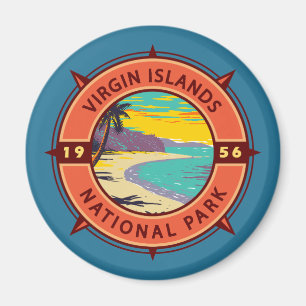 Imã Parque Nacional das Ilhas Virgens - Emblem Retro C