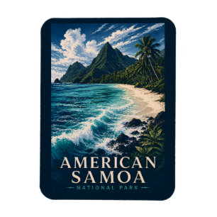 Ímã Parque Nacional de Samoa Americana Modern Woodbloc