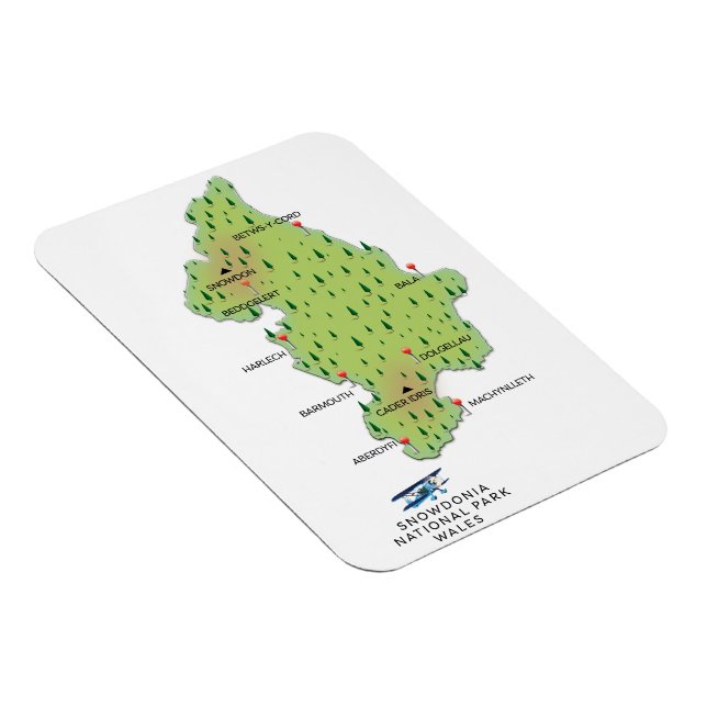 Ímã Parque nacional de Snowdonia, mapa do País de Gale (Lado Direito)
