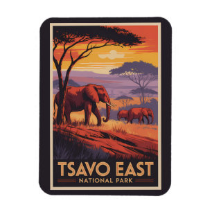 Ímã Parque Nacional de Tsavo East Quênia Ilustração Vi