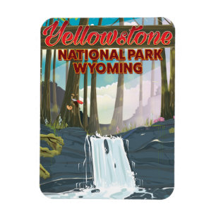Ímã Parque nacional de Yellowstone, poster de viagens