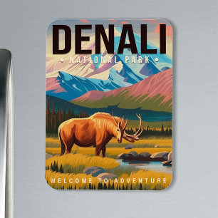 Ímã Parque Nacional Denali Alaska - Paisagem de Montan