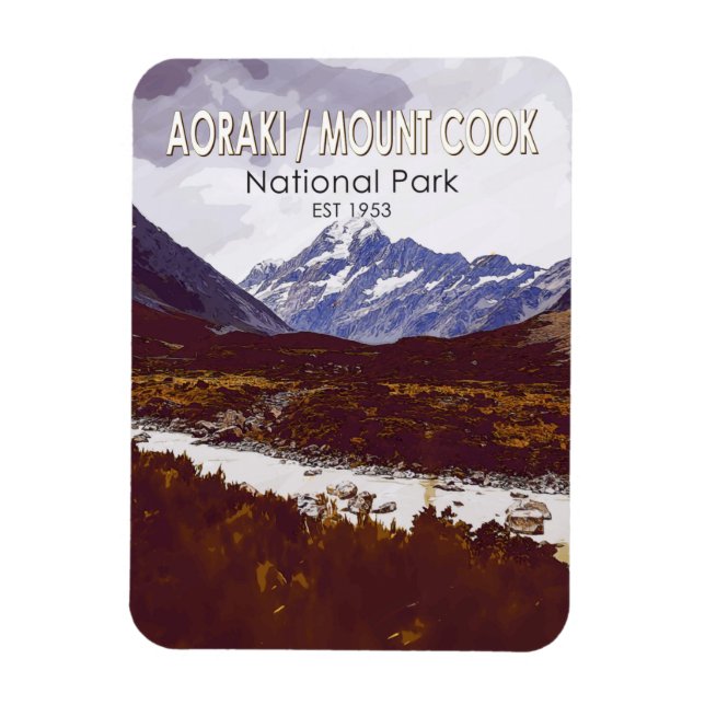 Ímã Parque Nacional do Monte Cook, Aoraki Retro na Nov (Vertical)