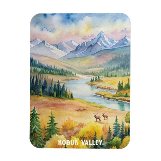 Ímã Parque Nacional do Vale do Kobuk — Pintura em Aqua (Vertical)