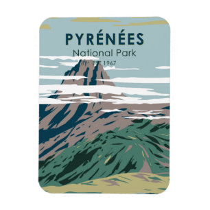 Ímã Parque Nacional dos Pirinéus, França Vintage