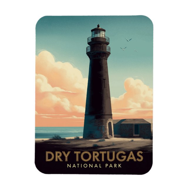 Ímã Parque Nacional Dry Tortugas Farol Vintage (Vertical)