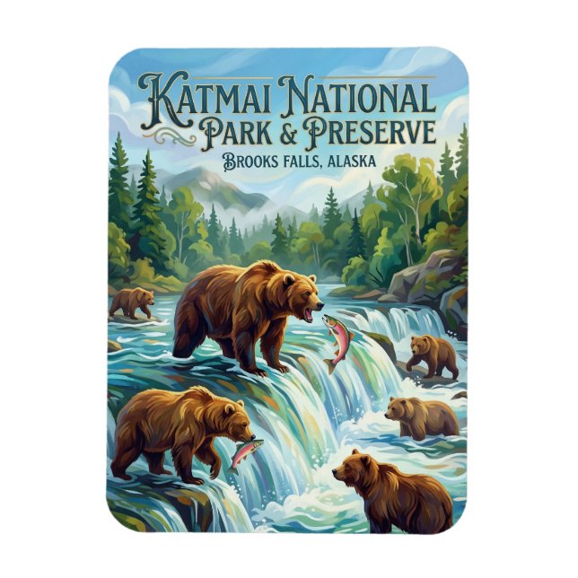 Ímã Parque Nacional e Reserva Katmai EUA (Vertical)