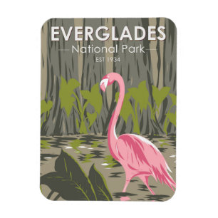 Ímã  Parque Nacional Everglades Flamingo Vintage, Flam