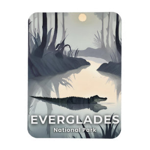 Ímã Parque Nacional Everglades Jacaré em Aquarela