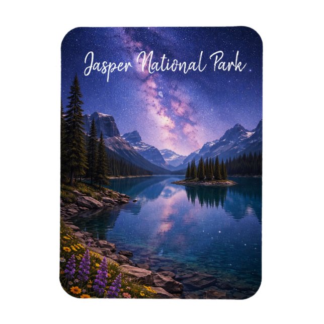 Ímã Parque Nacional Jasper Canadá à Noite (Vertical)