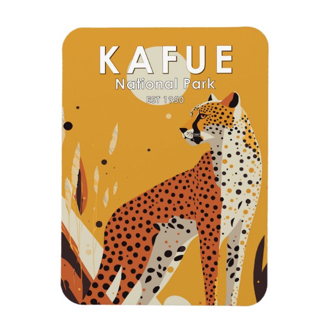 Ímã Parque Nacional Kafue Zâmbia Vintage (Vertical)