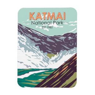 Ímã Parque Nacional Katmai - 10 000 Fumos Vintage