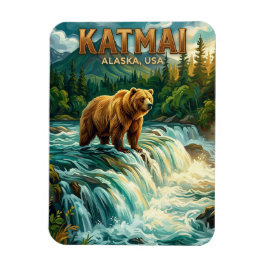 Ímã Parque Nacional Katmai Alasca Cartão Postal de Via