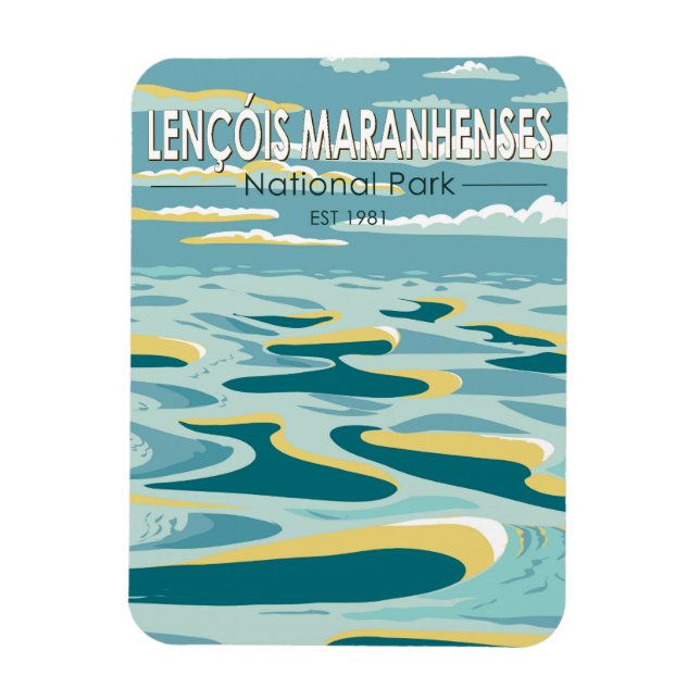 Ímã Parque Nacional Lencois Maranhenses Brasil Vintage (Vertical)