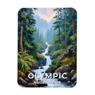 Ímã Parque Nacional Olímpico Arte de Viagem de Washi