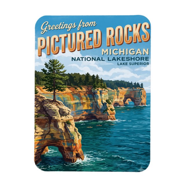 Ímã Parque Nacional Pictured Rocks Michigan (Vertical)