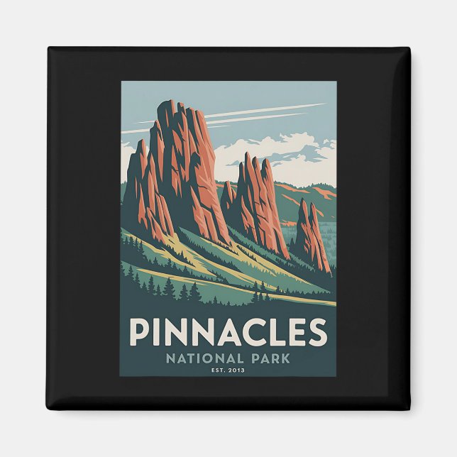 Imã Parque Nacional Pinnacles Camping Vintage Homens (Frente)