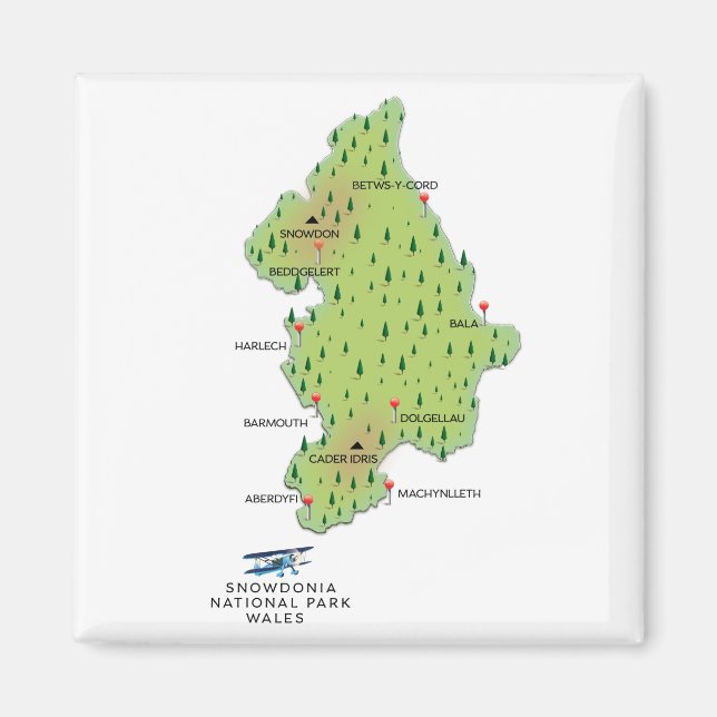 Imã Parque nacional Snowdonia, mapa de Gales (Frente)