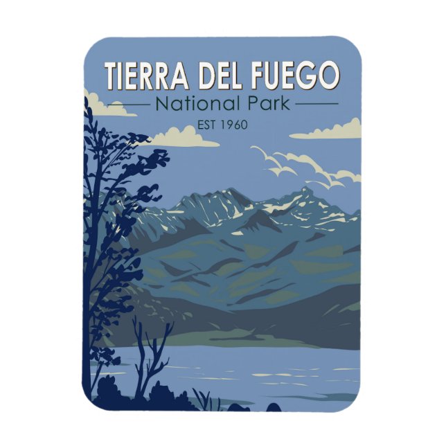 Ímã Parque Nacional Tierra Del Fuego Argentina Vintage (Vertical)